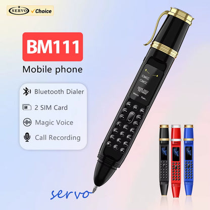 BM111 Pen Phone Portable Fan 3-In-1 Mobile Phone Dual SIM Bluetooth Dial Recorder Magic Voice Pen Style Telephone Original