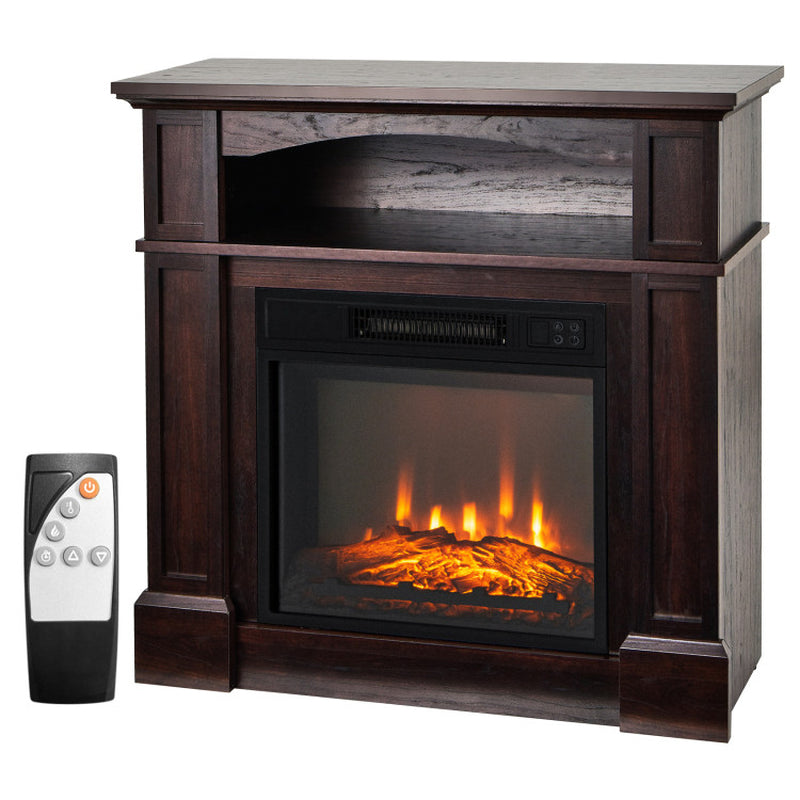 18 Inch 1400W Electric TV Stand Fireplace with Shelf