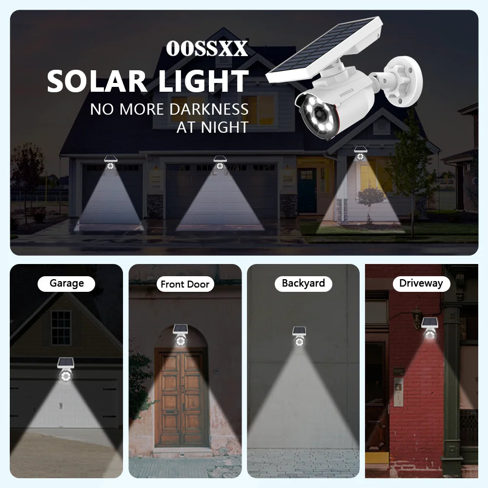 Solar-Powered Fake Outdoor Camera with Motion Sensor LED Floodligh