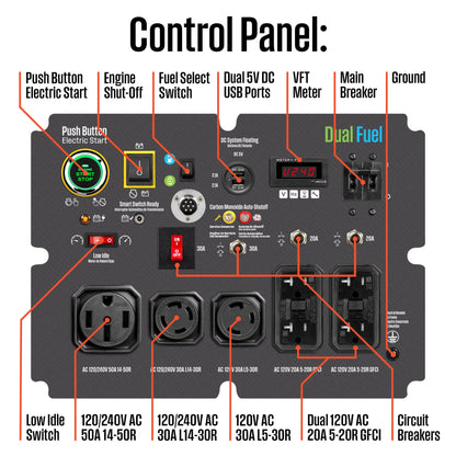 15000W Dual Fuel Push Button Start Power Generator, CO Sensor