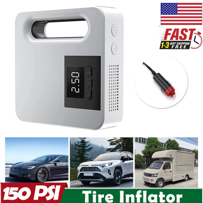 Portable Car Tire Inflator 12V Digital Air Pump Compressor 150 PSI Auto Electric