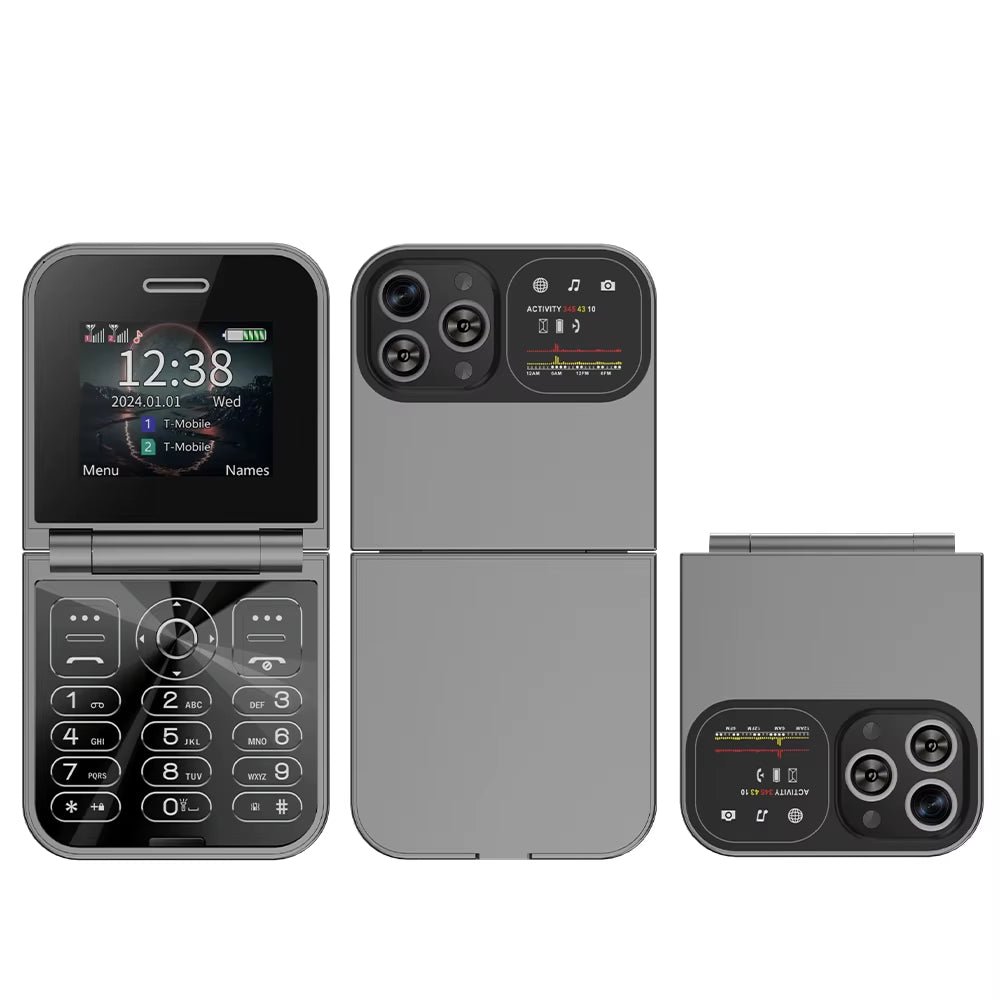 F15 Mini GSM Flip Mobile Phone 2 SIM Blacklist Magic Voice Auto Call Record Speed Dial MP4 Torch Cute Tiny Fold Cellphones