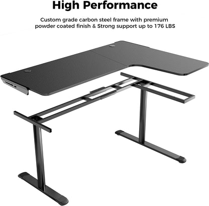 L-Shaped Gaming Desk - 60-Inch Corner PC Table for Home Office with Spacious Writing Surface, Mouse Pad, Cable Management, Space-Saving Design, Easy Assembly, Right-Sided Black Finish