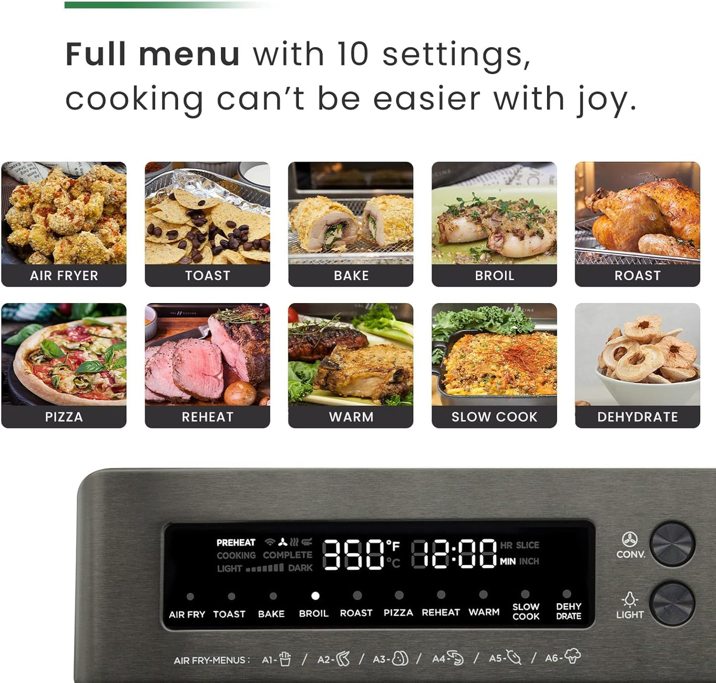 26.3 QT/25 L Extra-Large Smart Air Fryer Toaster Oven, 10-In-1 Convection Countertop Oven Combination (Black Matte Stainless Steel)