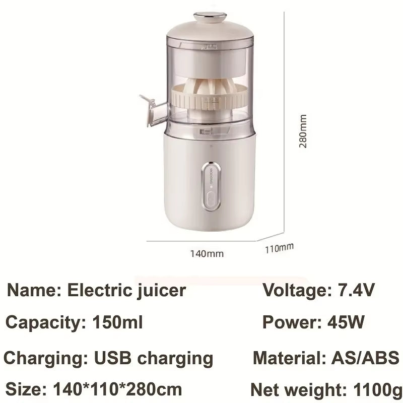 Electric USB Rechargeable Mini Multifunctional Fruit Juicer - Portable Wireless Orange and Lemon Blender