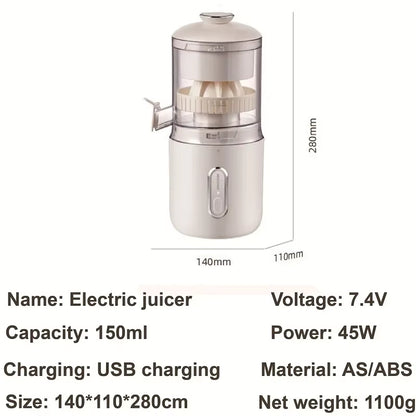 Electric USB Rechargeable Mini Multifunctional Fruit Juicer - Portable Wireless Orange and Lemon Blender