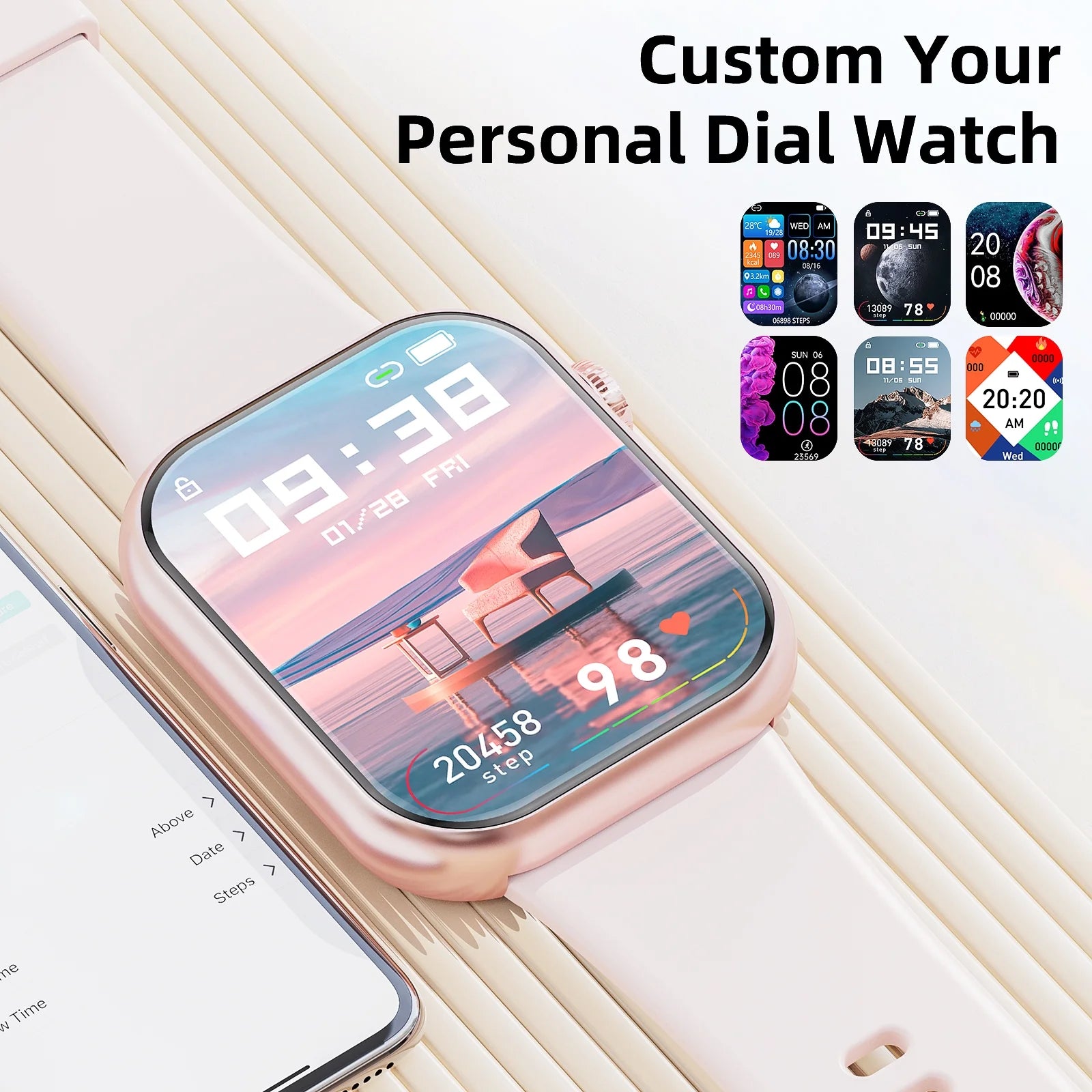 2025 New 1.85-Inch Men Women'S Smartwatch with Answer/Make Calls/100 Sports Modes/Message Reminder, IP67 Waterproof Fitness Tracker for Android Iphone Devices（Pink）