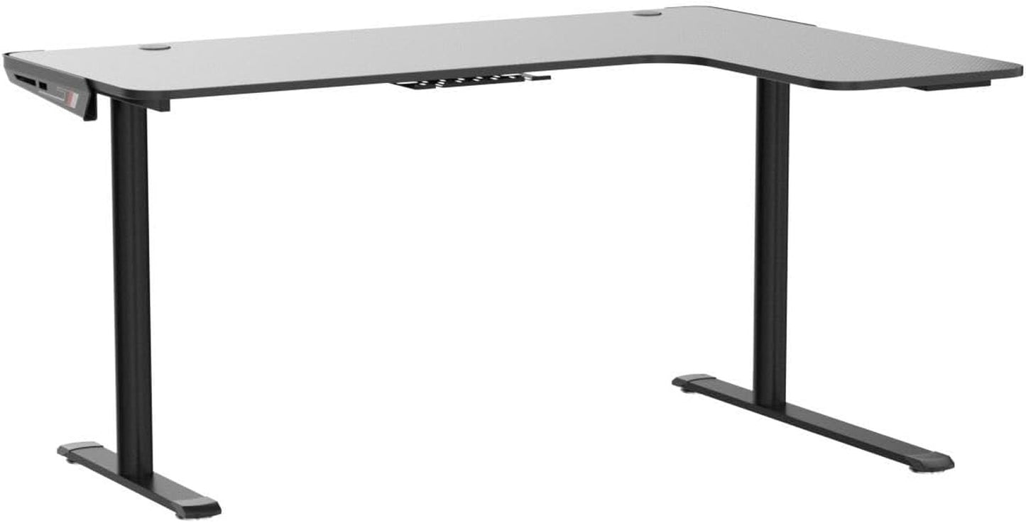 L-Shaped Gaming Desk - 60-Inch Corner PC Table for Home Office with Spacious Writing Surface, Mouse Pad, Cable Management, Space-Saving Design, Easy Assembly, Right-Sided Black Finish