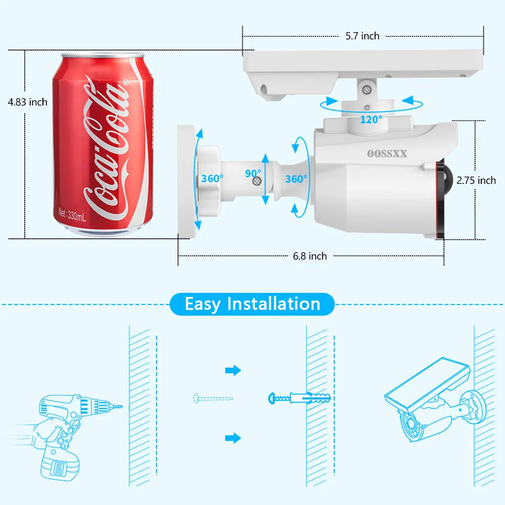 Solar-Powered Fake Outdoor Camera with Motion Sensor LED Floodligh