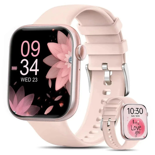 2025 New 1.85-Inch Men Women'S Smartwatch with Answer/Make Calls/100 Sports Modes/Message Reminder, IP67 Waterproof Fitness Tracker for Android Iphone Devices（Pink）