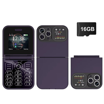 F15 Mini GSM Flip Mobile Phone 2 SIM Blacklist Magic Voice Auto Call Record Speed Dial MP4 Torch Cute Tiny Fold Cellphones