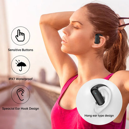 Wireless Headset Sports Bluetooth Headset 5.3, 40 Hour Stereo with HD Microphone, On-Ear Earbuds with Ear Hook, IP7 Waterproof Headset for Fitness/Running