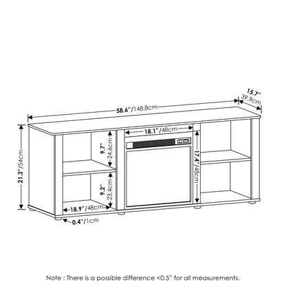 Montale 60 Inch TV Stand with Fireplace, Americano