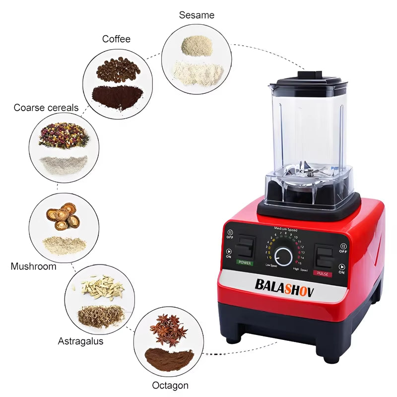 2000W Professional Commercial Blender and Food Processor for High-Power Juicing and Smoothies, BPA-Free