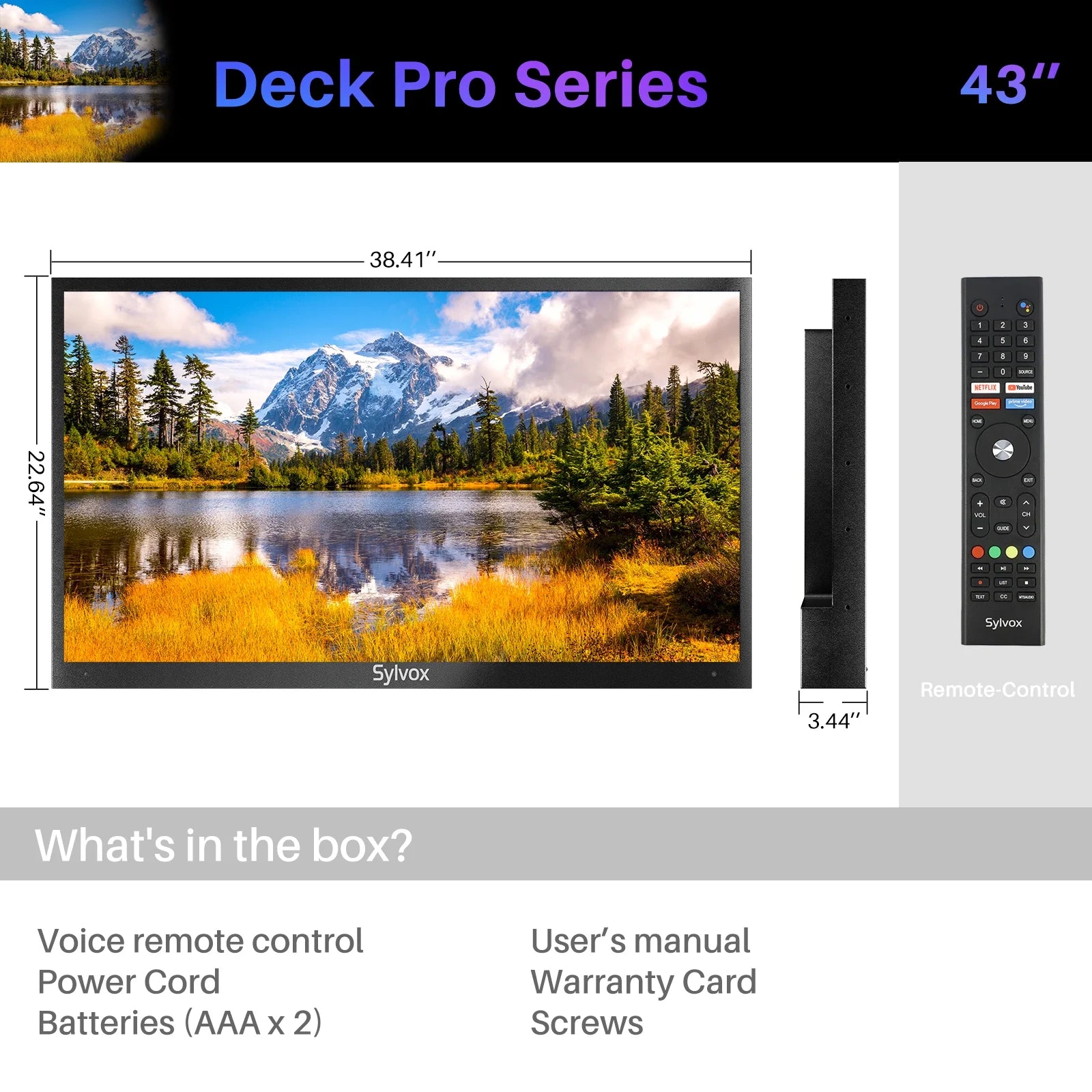 Aleax 43" Ultra HD 4K Outdoor Smart TV, IP55 Weatherproof, 1000Nit Brightness - Deck Pro Series