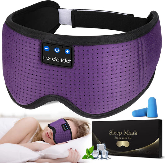 Sleep Headphones, Sleep Mask Bluetooth Wireless Music Eye Mask, Sleeping Headphones for Side Sleepers Sleep Mask with Bluetooth Headphones Ultra-Thin Stereo Speakers Perfect for Sleeping