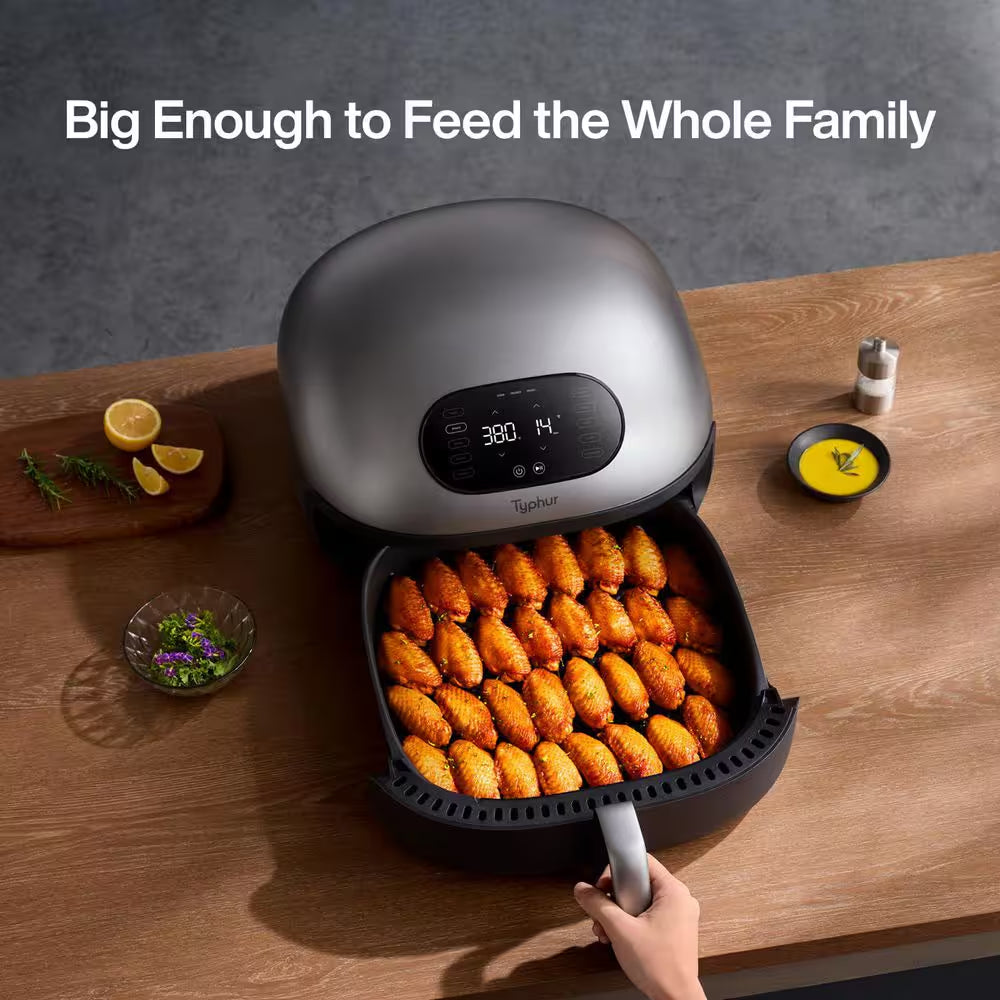 Dome 2 5.6 Qt. Grey Smart Air Fryer with Large Capacity, Superior Airflow, Self-Cleaning, Dishwasher Safe and Low Noise