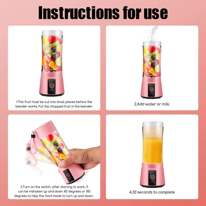 Portable Juicer for Fruit Smoothie Shake Juice, Personal Portable Blender Cup USB Rechargeable Travel