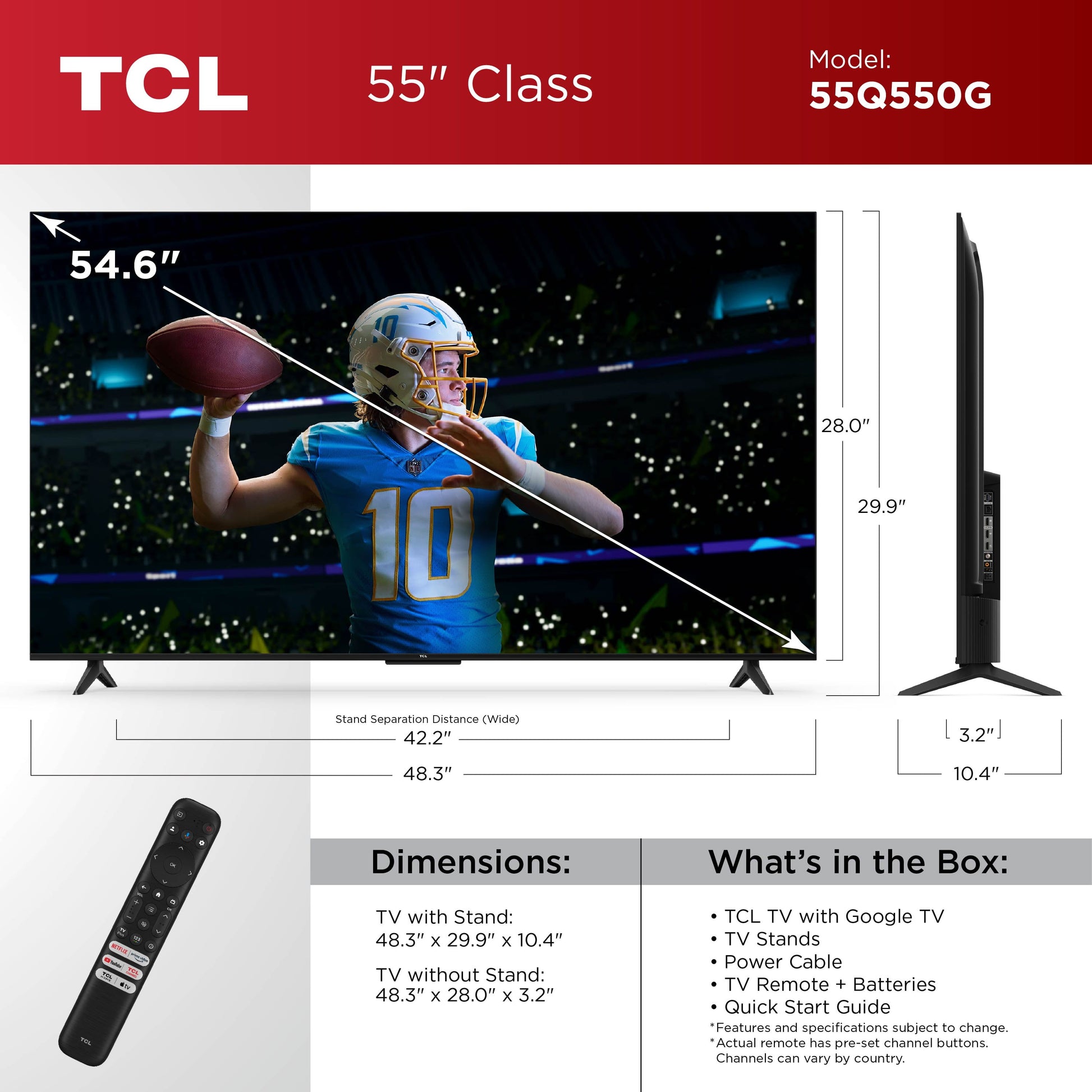 55" Q Class 4K QLED HDR Smart TV with Google TV - 55Q550G