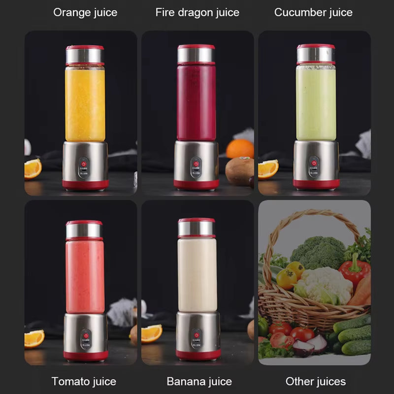 Professional USB Rechargeable Electric Juicer and Blender for Fruit, Milkshakes, and Smoothies