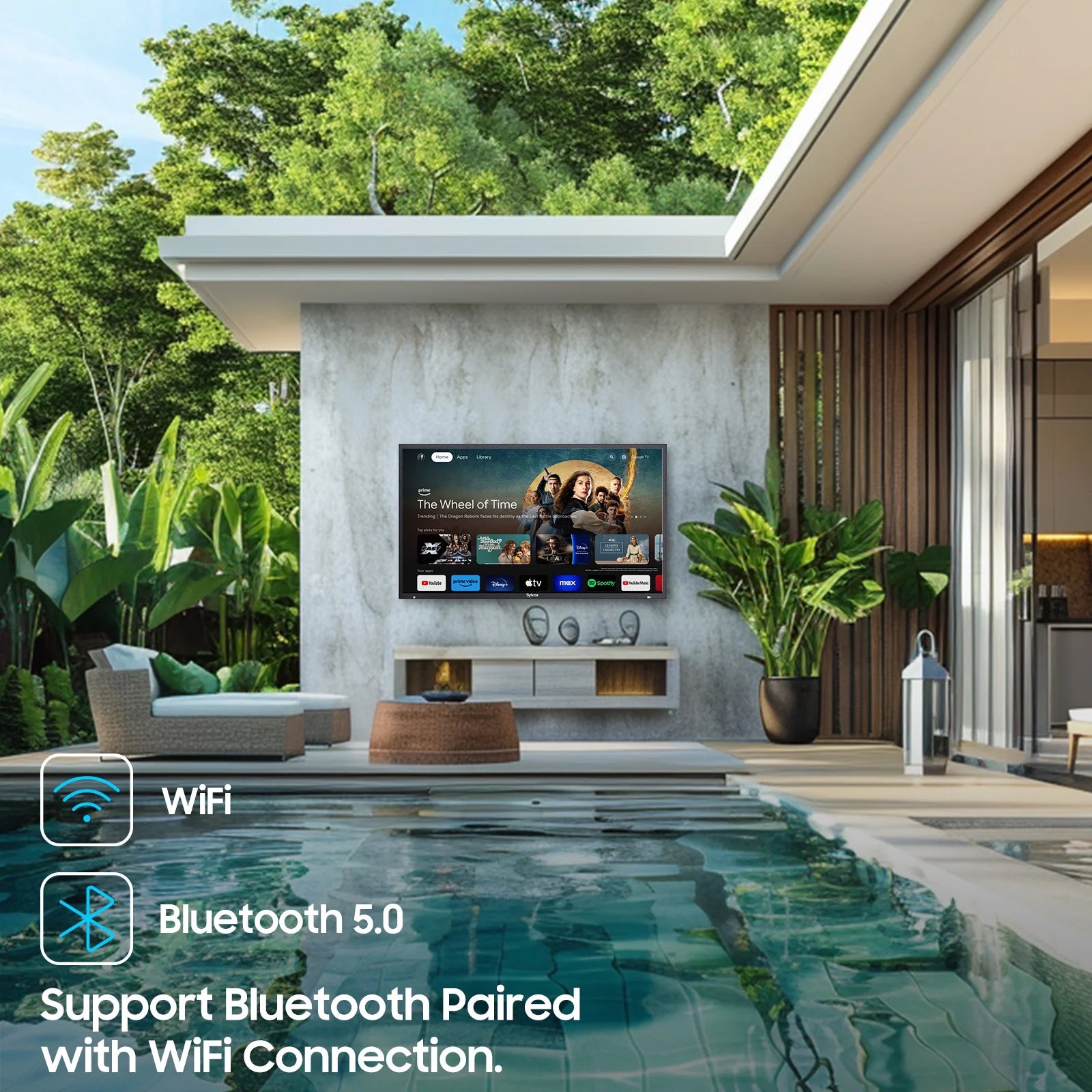 Outdoor TV, 55" Google TV with Dobly Atmos, Google Assistant, 4K 2000Nits Full Sun outside Television, IP55 Waterproof for All Weather (Pool Pro 2.0 NEW)