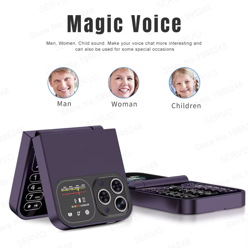 F15 Mini GSM Flip Mobile Phone 2 SIM Blacklist Magic Voice Auto Call Record Speed Dial MP4 Torch Cute Tiny Fold Cellphones