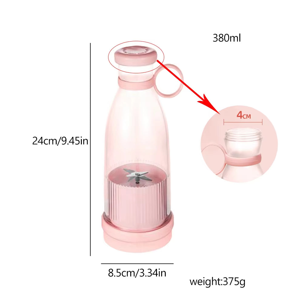 Rechargeable Portable Fruit Juicer and Blender - USB Mini Electric Smoothie Maker in Blue/Pink