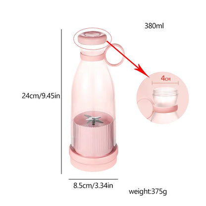 Rechargeable Portable Fruit Juicer and Blender - USB Mini Electric Smoothie Maker in Blue/Pink