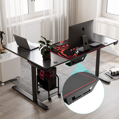 L-Shaped Gaming Desk - 60-Inch Corner PC Table for Home Office with Spacious Writing Surface, Mouse Pad, Cable Management, Space-Saving Design, Easy Assembly, Right-Sided Black Finish