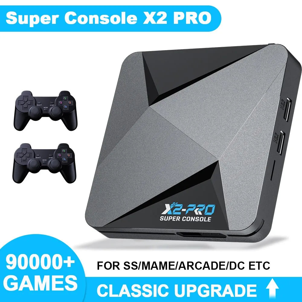 Retro Video Game Console Super Console X2 Pro with 90000 Video Games for PS1/DC/MAME/SS with Gamepad Kid Gift Game Box