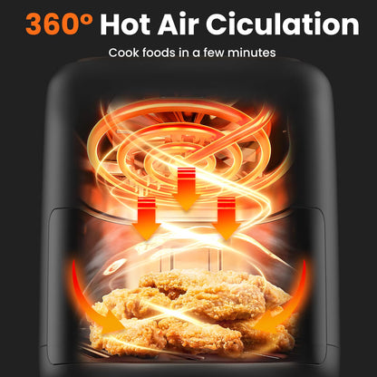 VAVSEA 10-In-1 Air Fryer with Clear Window, 1600W Hot Airfryer Oven with Digital LED Touch Screen, and Non-Stick Basket,6.5Qt,