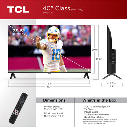 40" Class S3 (40S350G) 1080P FHD HDR LED Smart TV with Google TV