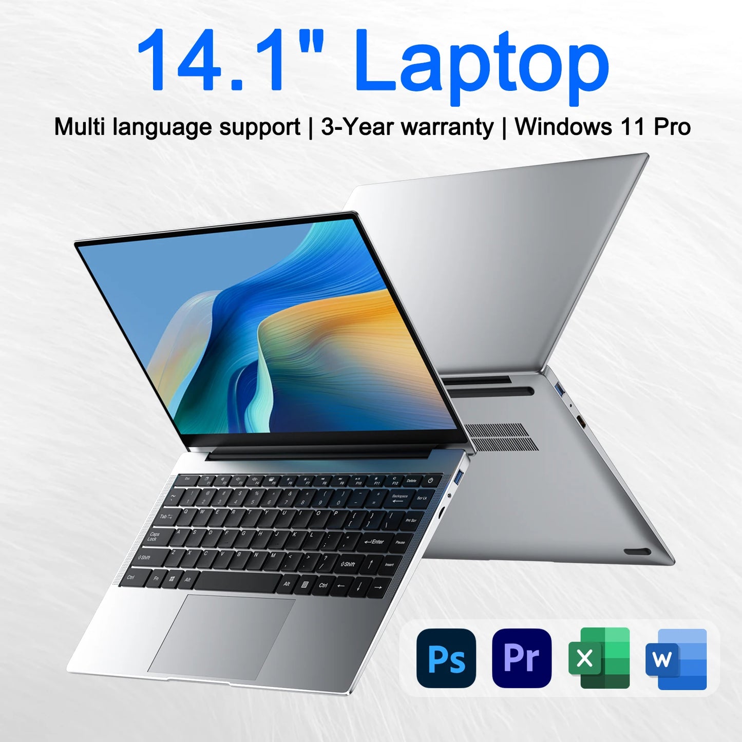 14.1" Ultra-Slim Laptop 16GB RAM 2TB SSD  CPU Windows 11 Pro FHD Anti-Glare Multilingual Office/Study PC