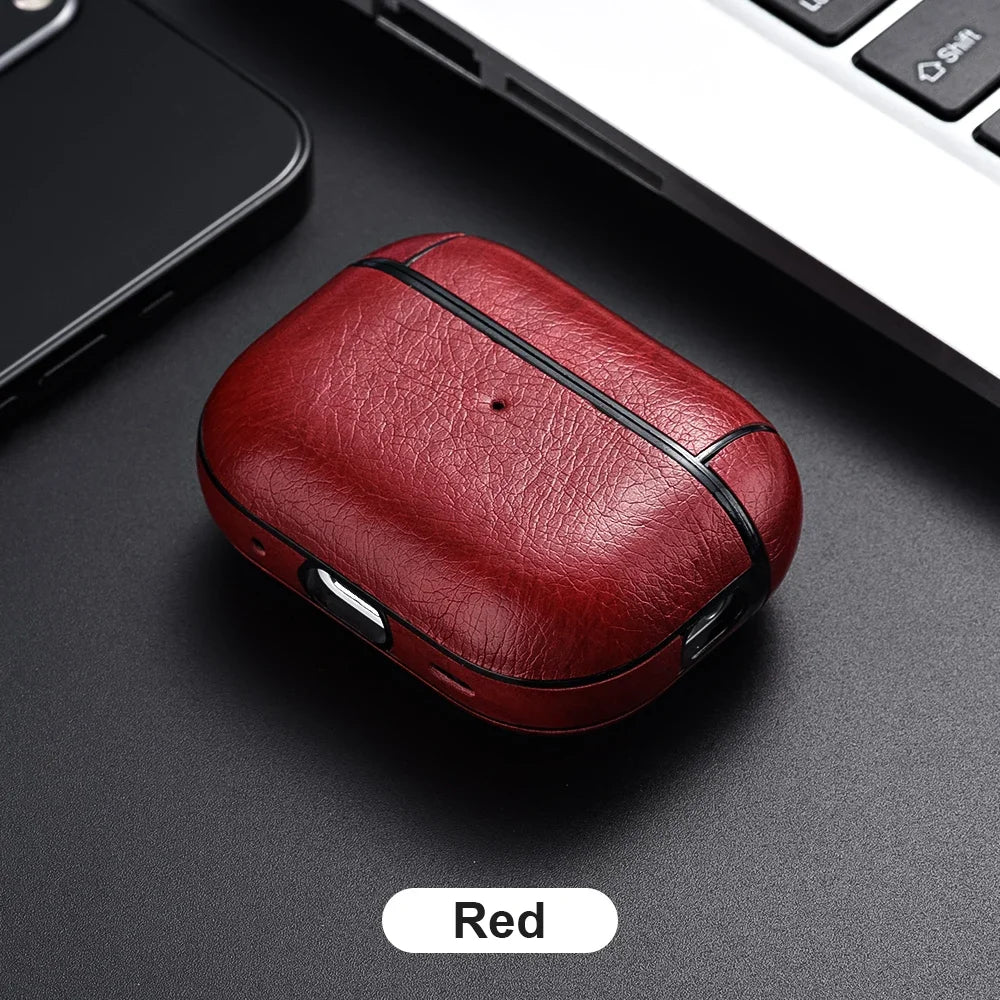 For Airpods 4 Case Leather Business Earphone Case Headset Shell Headphone Cover for Apple Air Pod 3 2 1 Pro 2Nd Generation USB C Ear Bud Cases