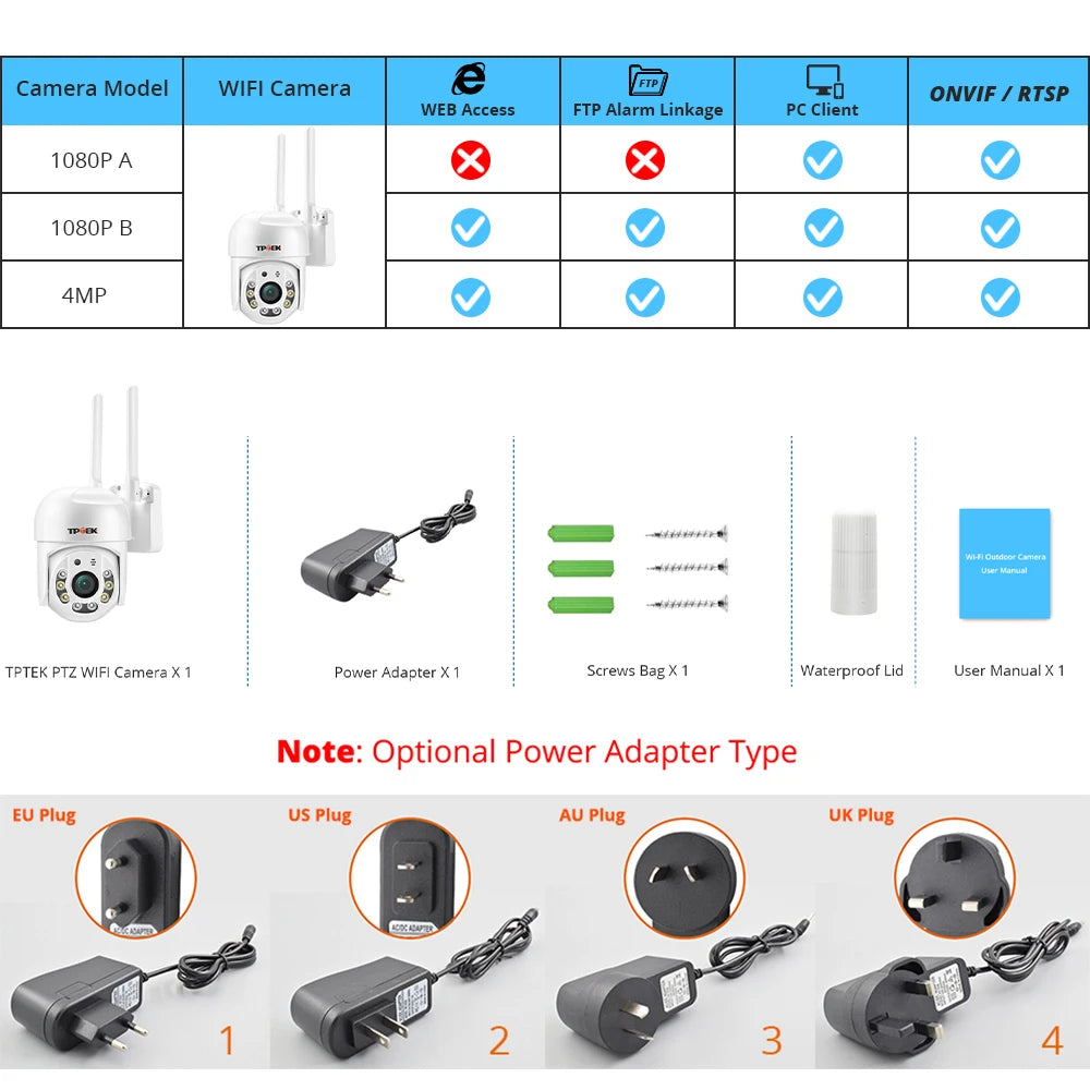 4MP PTZ WIFI IP Camera 1080P CCTV Surveillance Security Protection Wi Fi Outdoor 4X Digital Zoom Street Camhipro Camhi Camara