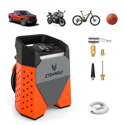 Portable 7800Mah Air Compressor, Super Fast Tire Inflator for Cars, Motorcycles, Bikes & Pickups, LED Light, Digital Display