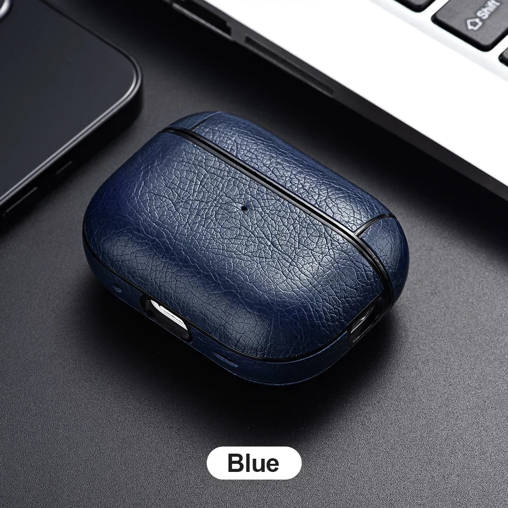 For Airpods 4 Case Leather Business Earphone Case Headset Shell Headphone Cover for Apple Air Pod 3 2 1 Pro 2Nd Generation USB C Ear Bud Cases