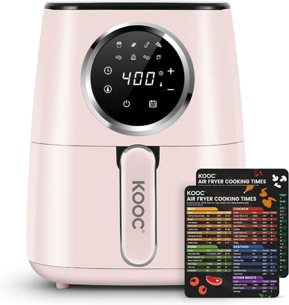 [NEW]  Large Air Fryer, 4.5 Quart Electric Hot Oven Cooker, Free Cheat Sheet for Quick Reference Guide, LED Touch Digital Screen, 8 in 1, Customized Temp/Time, Nonstick Basket, Pink