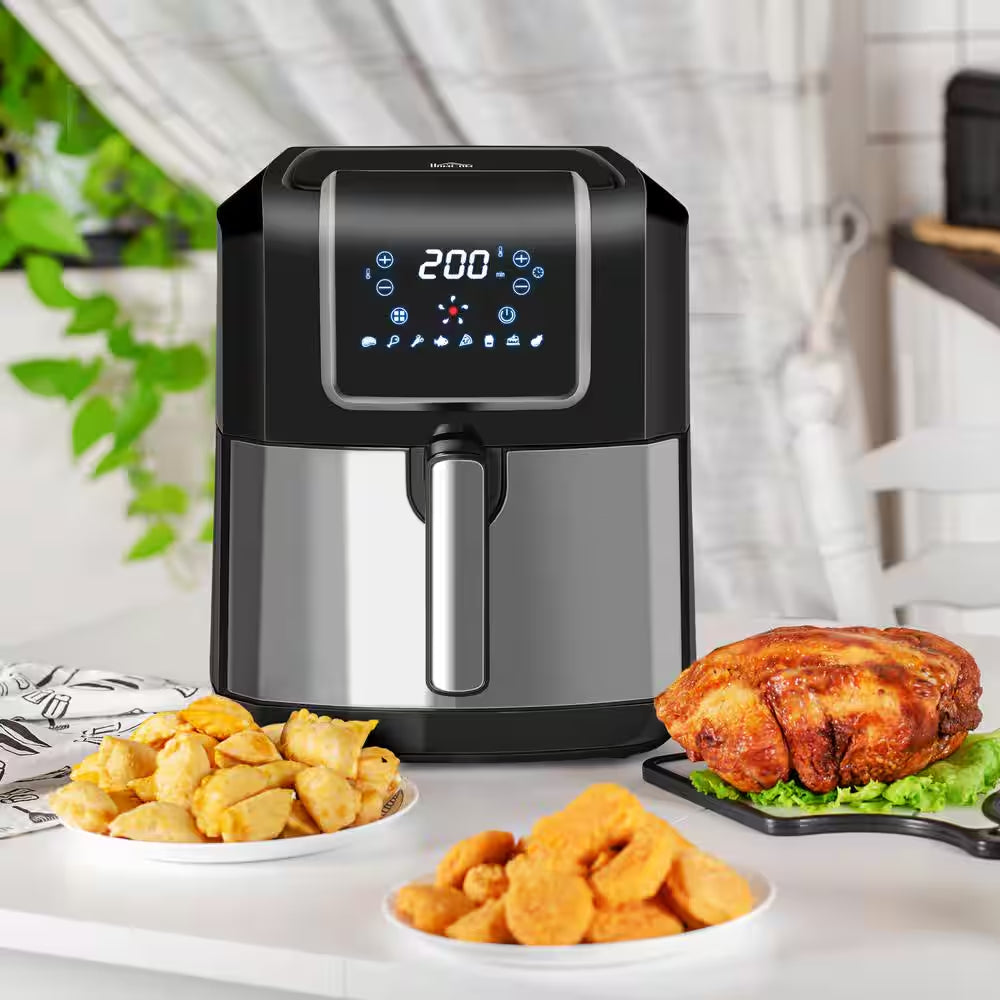 1700-Watt 6.9 Qt. Black Air Fryers Oven with Digital Display, 360° Air Circulation, Adjustable Temperature, Timer