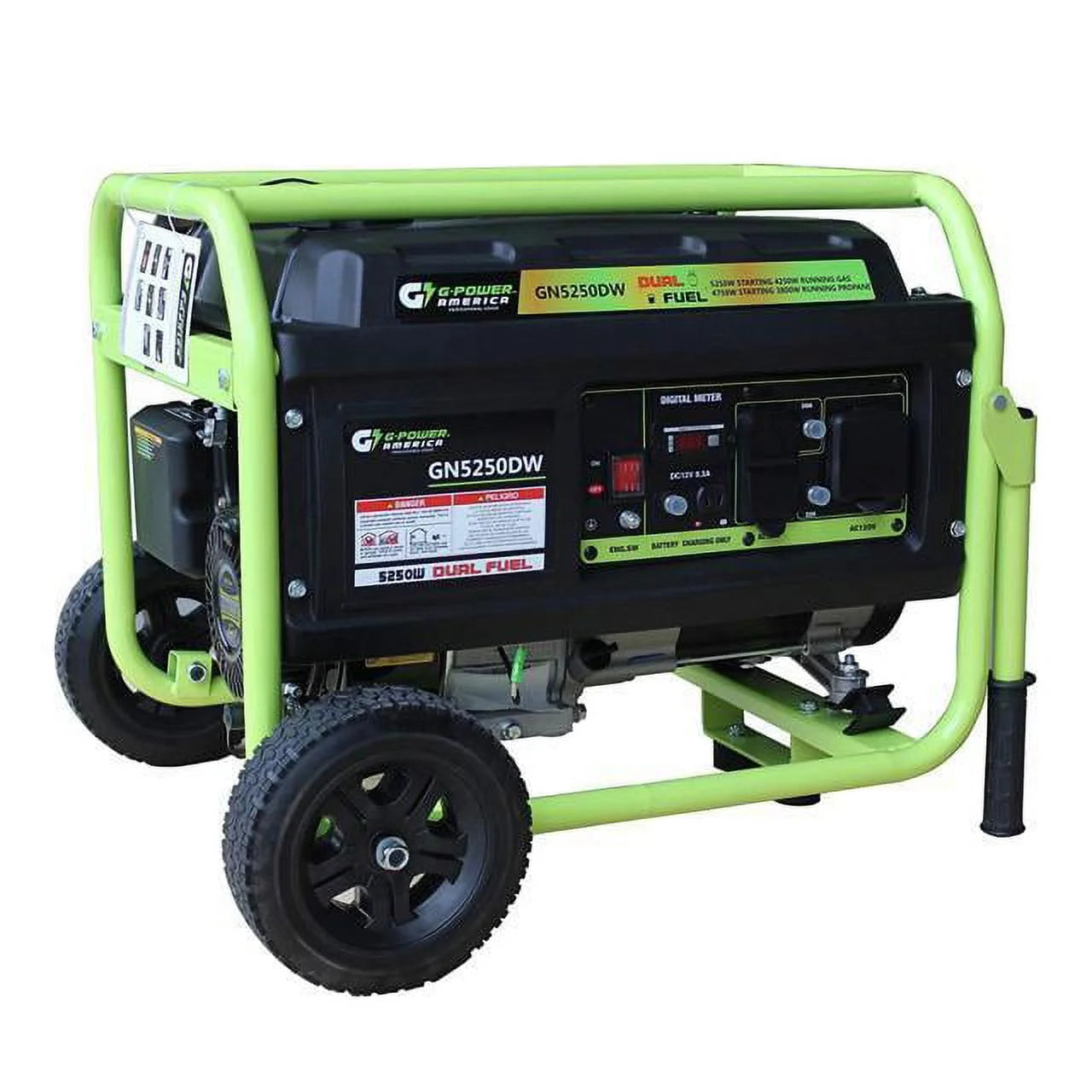 GN5250DW 5250-Watt Propane and Gasoline Powered Dual Fuel Generator, Green