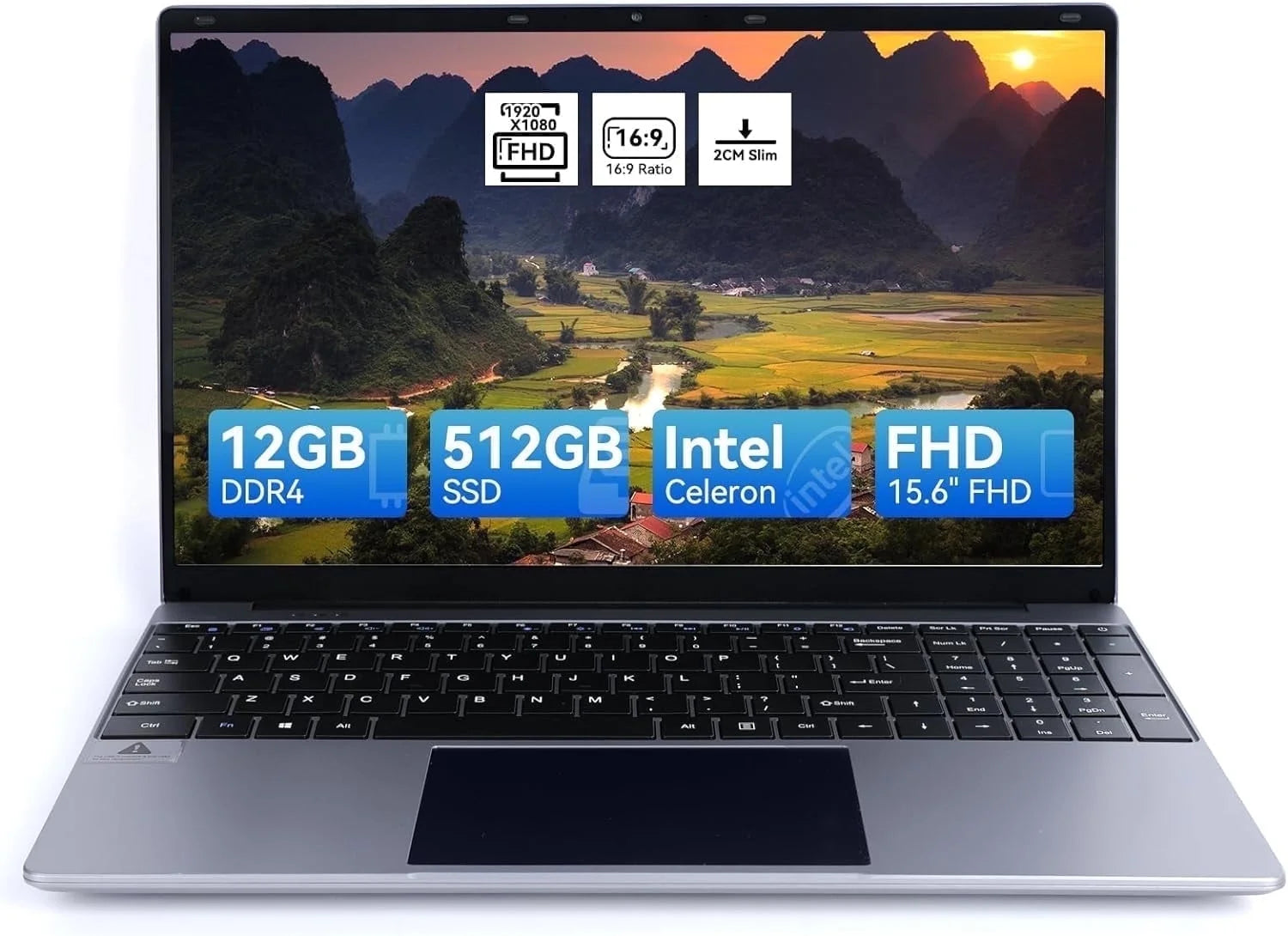 15.6''Laptop 12GB DDR4 512GB SSD, Quad-Core Intel Celeron N5095 Processors, 1080P Ips Fhd Display Laptop Computer, Numeric Keypad,Bluetooth 4.2, 2.4/5G Wifi