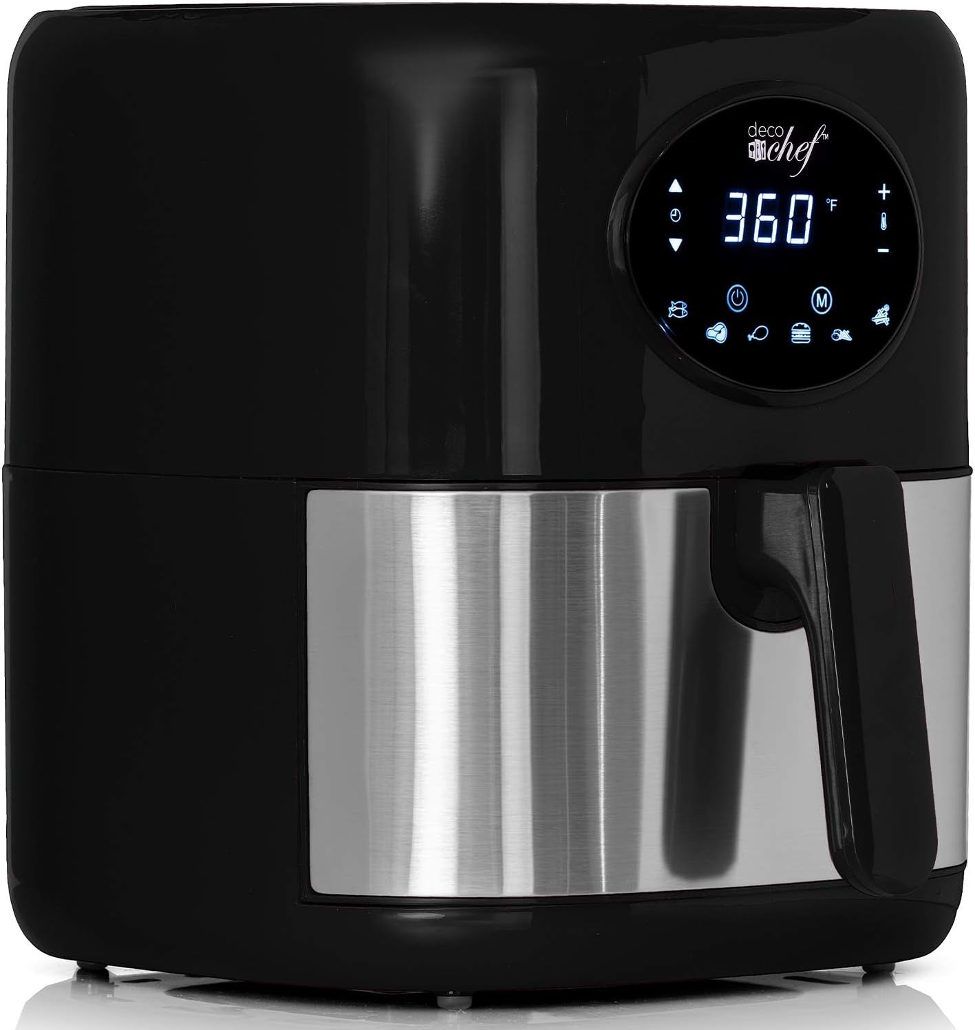 3.7QT Digital Air Fryer with 6 Cooking Presets, LED Touch Controls, Adjustable Temperature and Time, Detachable Dishwasher Safe Non-Stick Basket, ETL Certified, Black