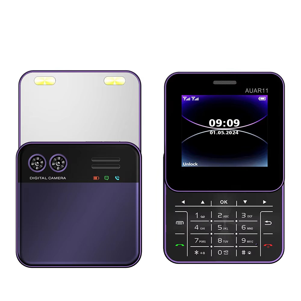 AUAR11 Rotating Sliding Screen Phone 2.4" Display 2G GSM Blacklist Speed Dial Small Mobile Phones Up-To-Date Multilingual