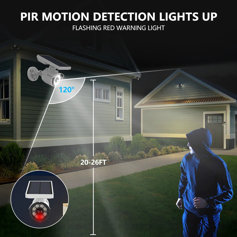 Solar-Powered Fake Outdoor Camera with Motion Sensor LED Floodligh