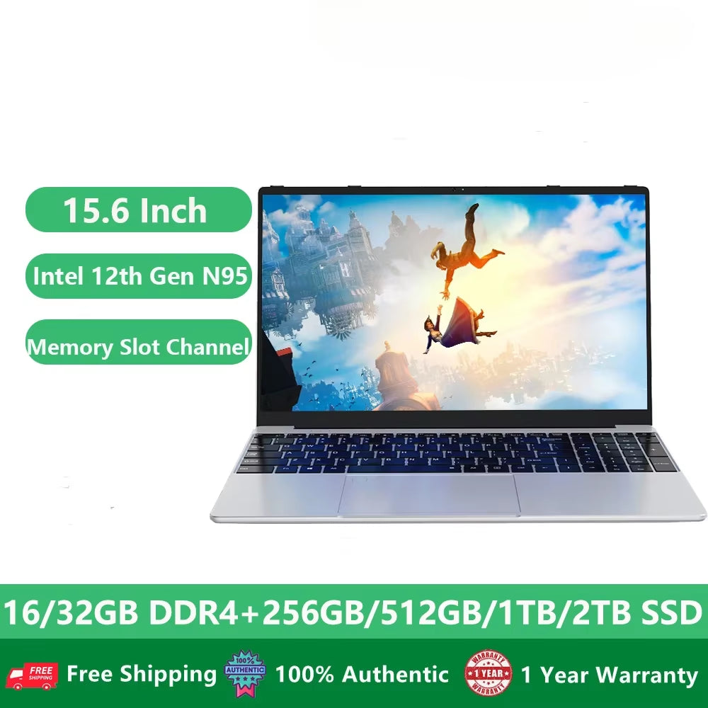 Woman Notebook Gaming Laptops Office Study Win11 Netbook 15.6 Inch 12Th Gen  Alder N95 32GB DDR4 Slot 1TB Wifi Ultrabook