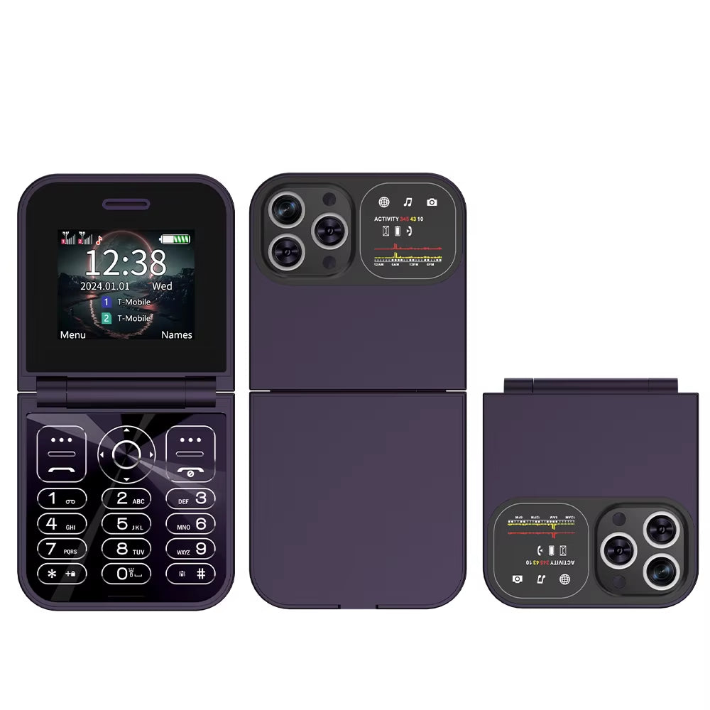 F15 Mini GSM Flip Mobile Phone 2 SIM Blacklist Magic Voice Auto Call Record Speed Dial MP4 Torch Cute Tiny Fold Cellphones