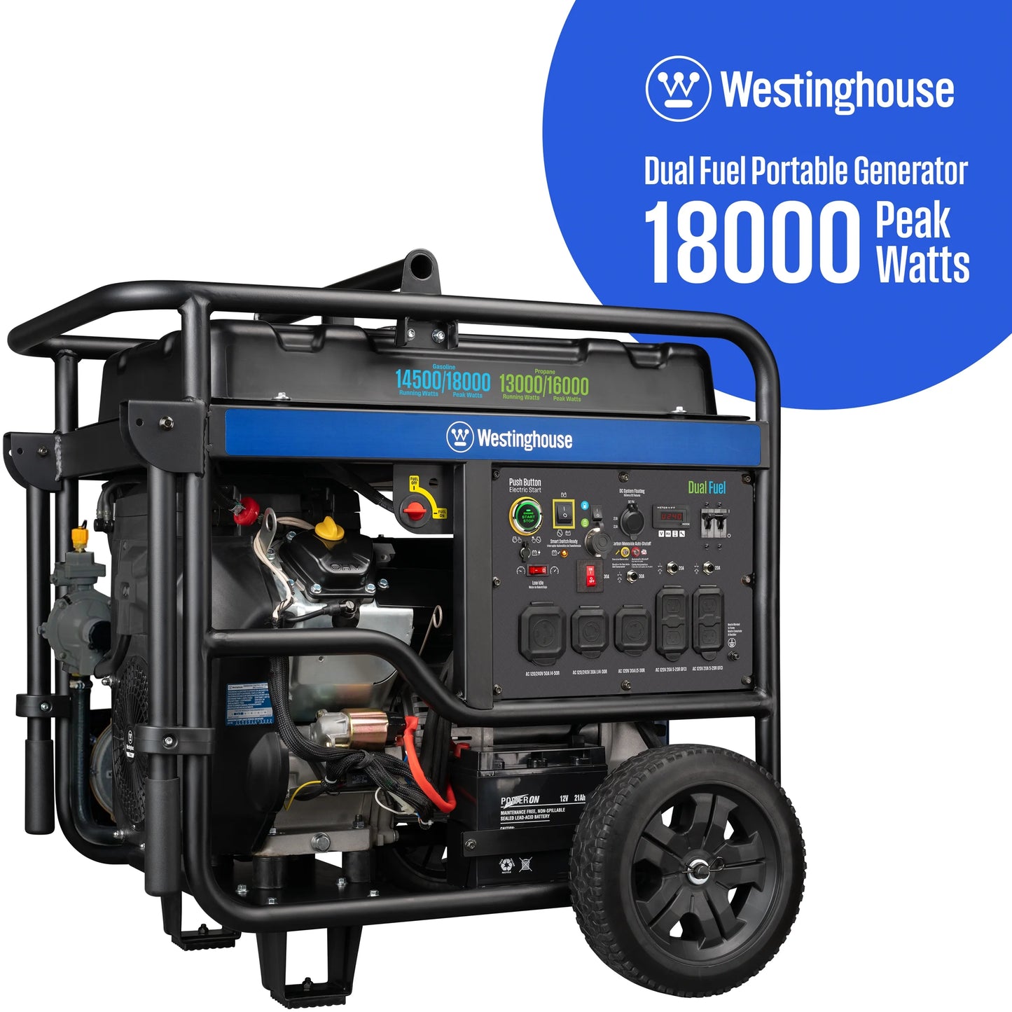 15000W Dual Fuel Push Button Start Power Generator, CO Sensor