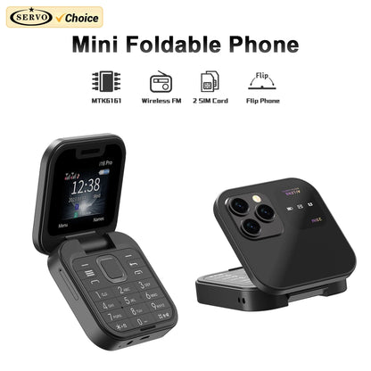 I16Pro Small Foldable Mobile Phone Auto Call Record Speed Dial FM Radio Mini Flip Telephones 2 Card GSM Unlocked Cellphone