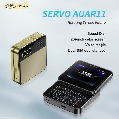 AUAR11 Rotating Sliding Screen Phone 2.4" Display 2G GSM Blacklist Speed Dial Small Mobile Phones Up-To-Date Multilingual