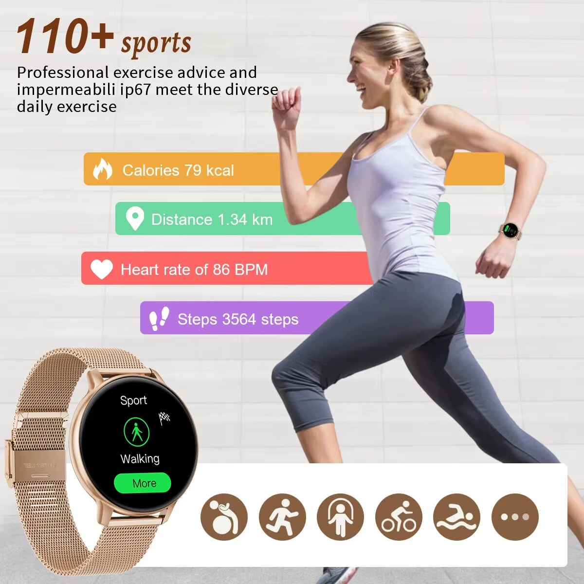 Smartwatch for Women Bluetooth Call Waterproof Sports Fitness Watches Blood Oxygen Healthy Women Smartwatch Man Reloj Mujer